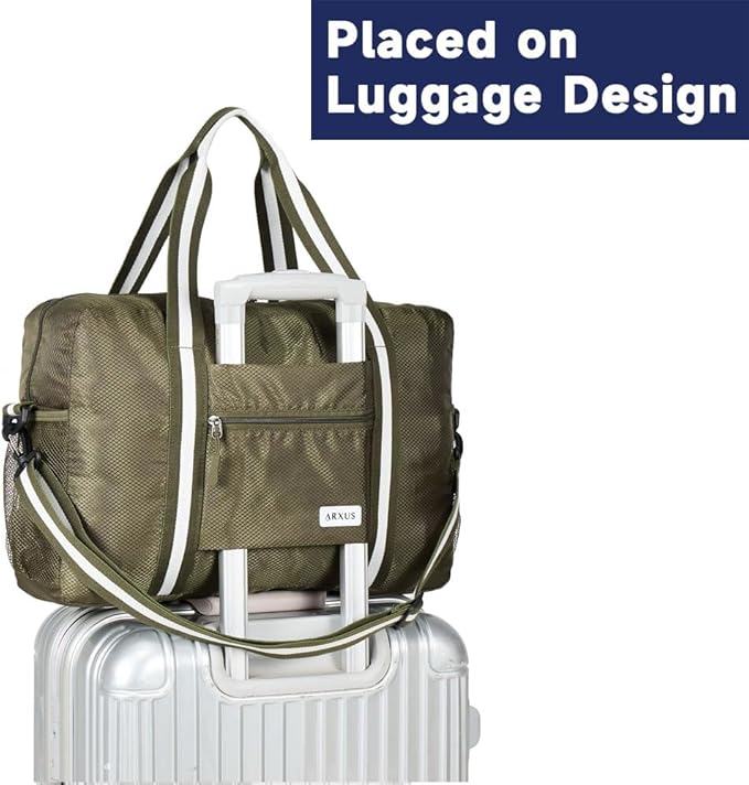 Arxus Foldable Tote Bag for Travel Expandable Lightweight Carry On Luggage 22L Packable Duffle Bag for Traveling