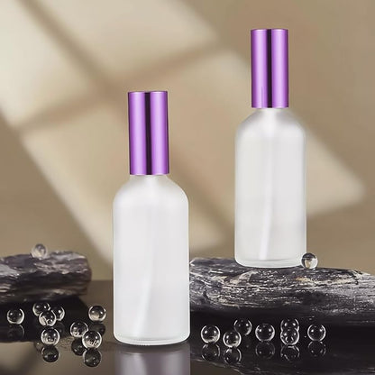 Roshtia 30 Pcs 3.4 oz/ 100 ml Purple Glass Spray Bottle Refillable Perfume Atomizer Clear Decorative Empty Bottles with Fine Mist Sprayer Pump for Face Body Travel