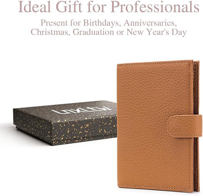 Leather RFID Passport Holder for Travel – Slim Passport Wallet for Women & Men with Card Slots, Zippered Coin Pocket, SIM Slot – Cash Slot Compact Travel Wallet Christmas Gift Box (Brown)