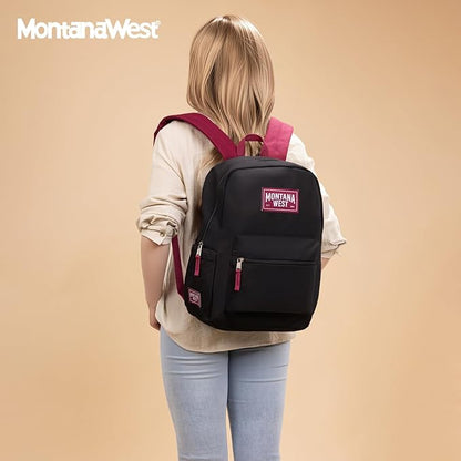 Montana West Backpack for Women Men 2 PCS Lightweight College Bookbags Casual Daypack Backpacks for Commute & Travel
