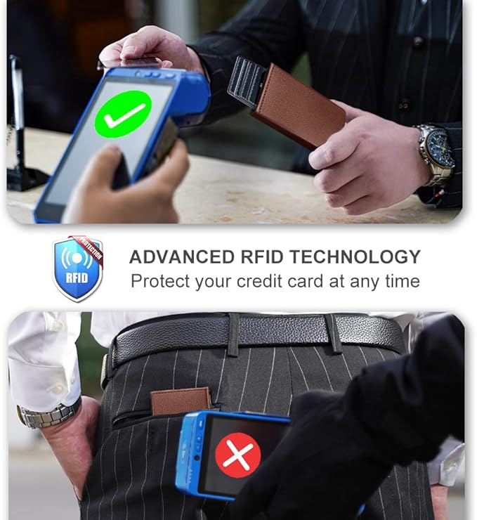 Aiuwo Wallet for Men,Mens Wallet Card Holder,Smart,Slim,Minimalist Wallet,Credit Cards Holder RFID Blocking Wallet (Card Wallet, Lichee Brown)