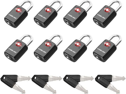 Sure Lock TSA Approved Luggage Locks Mini Size Lock with Keys for Travel, Zinc Alloy Body with Steel Shackle, Key Alike, Key Alike in The Same Package