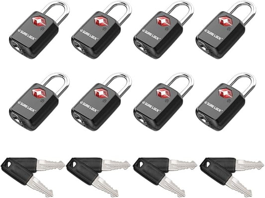 Sure Lock TSA Approved Luggage Locks Mini Size Lock with Keys for Travel, Zinc Alloy Body with Steel Shackle, Key Alike, Key Alike in The Same Package