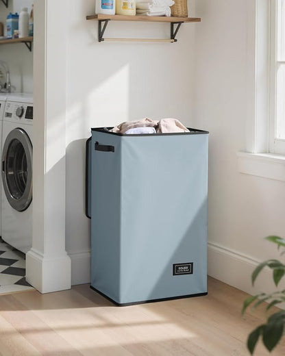 SOLEDI Laundry Hamper with Lid 90L Large & Tall Collapsible Laundry Basket, Clothes Hamper with Bag Removable Easy to Carry, Dirty Hampers for Bedroom, Bathroom, Dorm, College, Blue Grey