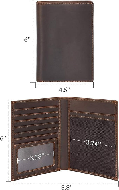 Polare Luxury RFID Blocking Leather Passport Holder Travel Wallet For Men and Women (Dark Brown)
