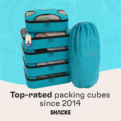Shacke 6 Set Packing Cubes for Travel - Compression Packing Bags/Travel Organizer - Luggage Organizer Bags for Traveling - Travel Essentials for Women - Cruise Must Haves Packing List