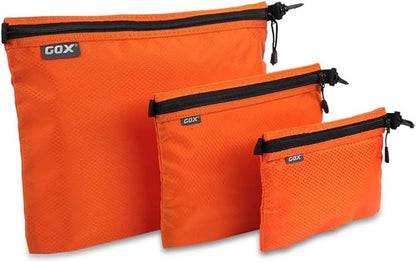 GOX 3 Pack Travel Toiletry Bag for Men Carry On Packing Organizer Zipper Pouch Portable Cosmetic Pouch Accessory Document Electronics (Orange)