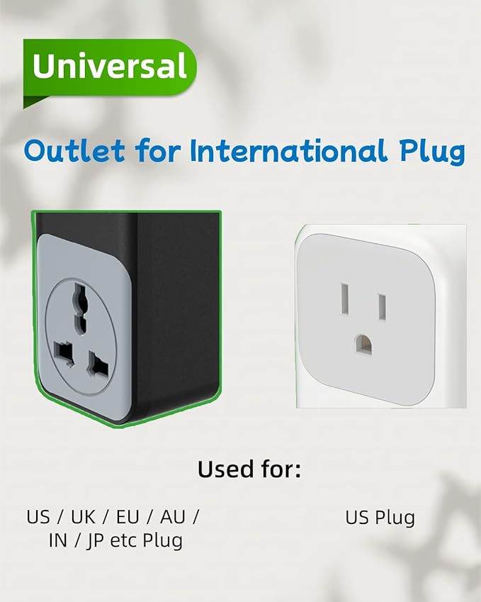 Universal Travel Adapter, COOFINE 65W Plug Adapter with 1 International Outlet 2 PD USB C 2 USB Ports, 110-240v, 5 in 1 Type B Universal Power Adapter for EU UK to US Worldwide Travel