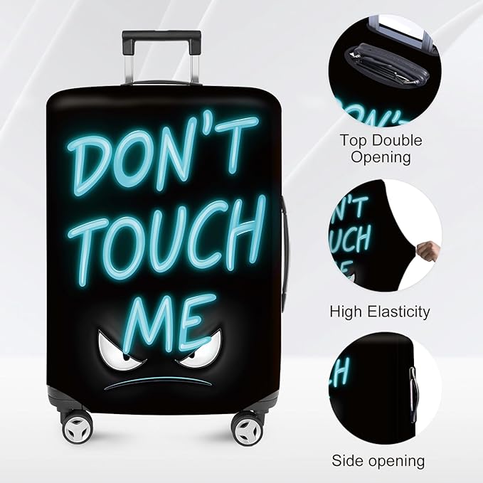 ANNA QUEEN Blue Don't touch me Travel Luggage Cover Suitcase Protector Suitcase Cover Anti-Scratch,Stretchable Fit for 18-32Inch Luggage,Travel Bag Cover Washable (L(fits 26-28Inch suitcase)