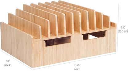 MobileVision Bamboo 10-Port Charging Station & Compatible Adapter for Apple Watch Combo for use with Watch, Smartphones & Tablets