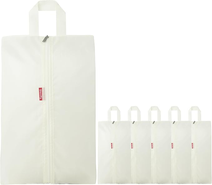 6pcs Portable Shoe Organizer, Travel Pouches with Zipper, Golf Shoe Bags, Clothes Bags, Soccer Cleats Bag Shoe Pouch for Gym, Waterproof, Odor-Resistant (White)