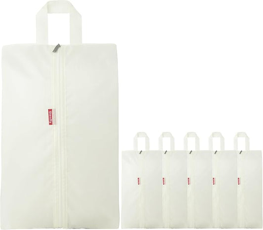 6pcs Portable Shoe Organizer, Travel Pouches with Zipper, Golf Shoe Bags, Clothes Bags, Soccer Cleats Bag Shoe Pouch for Gym, Waterproof, Odor-Resistant (White)