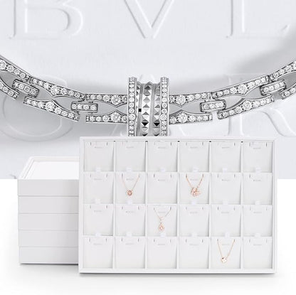 Oirlv Premium White Leather Stackable Jewelry Tray Flat Jewelry Organizer Tray for Jewelry Accessory Trade showcase