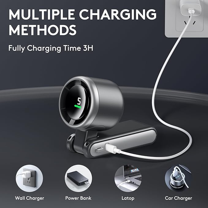 Foldable Handheld Fan, Portable High Speed Rechargeable 10000mAh Mini Turbo Fan, Digital Display, 5 Speed Adjustable Personal Small Pocket, Gifts for Women Men Travel Camp Outdoor Office