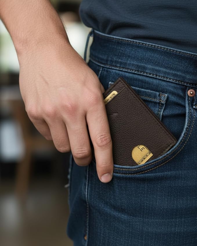 KARAKORAM LEATHER Artisan Made Premium Cowhide Leather Slim BiFold Wallet for Men | RFID Blocking Front Pocket Everyday Carry | Fits 12-14 Cards with 2 External Quick Access Slots (Mountain Mocha)