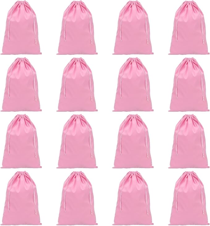 PATIKIL Shoe Dust Bag, 16 Pack Duster Flannel Shoes Pouch with Drawstring Washable Breathable Travel Shoe Bags for Home Luggage Storage, 12x17" Pink