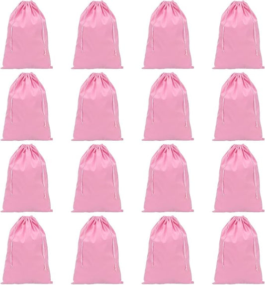 PATIKIL Shoe Dust Bag, 16 Pack Duster Flannel Shoes Pouch with Drawstring Washable Breathable Travel Shoe Bags for Home Luggage Storage, 12x17" Pink