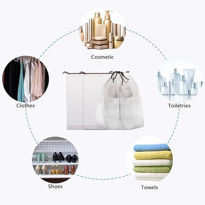 100 PCS Translucent Shoe Bags for Travel, Large Portable Shoe Bags with Drawstring, for Rainy Days Out (White)