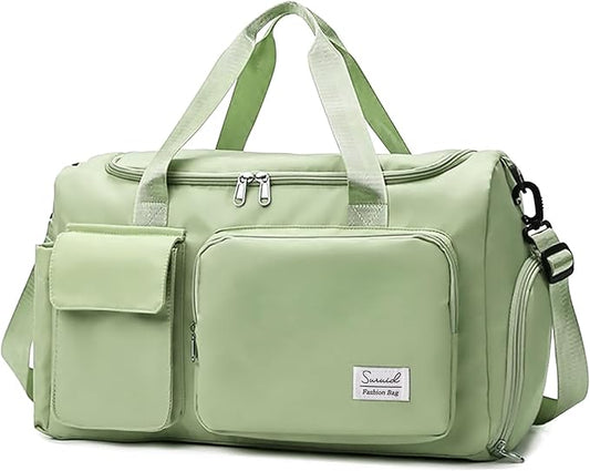 Travel Duffel Bag with Shoes Compartment Sports Gym Bag with Dry Wet Separated Pocket for Men and Women, Overnight Bag Weekender Bag Training Handbag Yoga Bag - Green