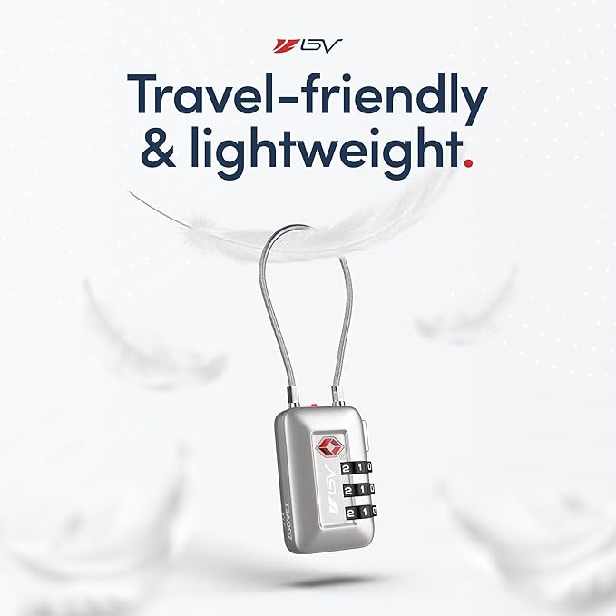 TSA Accepted Luggage Travel Lock, Set-Your-Own Combination Lock for School Gym Locker, Luggage Suitcase Baggage Locks, Filing Cabinets, Toolbox, Case (Silver, 4 Pack)