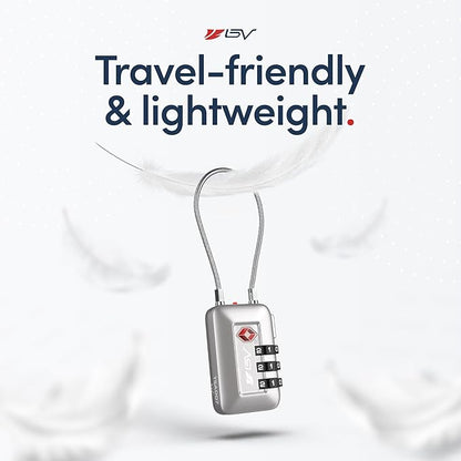 TSA Accepted Luggage Travel Lock, Set-Your-Own Combination Lock for School Gym Locker, Luggage Suitcase Baggage Locks, Filing Cabinets, Toolbox, Case (Silver, 4 Pack)