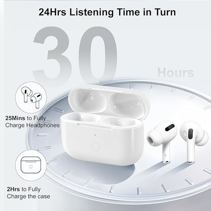 Wireless Charging Case Replacement Compatible with AirPod Pro 1st & 2nd Generation, Air Pod Pro 1 2 Charger Case with Bluetooth Pairing Sync Button, White