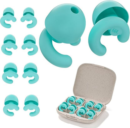50dB Noise Cancelling Ear Plugs for Sleeping, Reusable Silicone Ear Plugs for Noise Reduction, Ultra-Soft for Small Ear Canals, Concerts, Travel, Office (4 Pairs, Green)