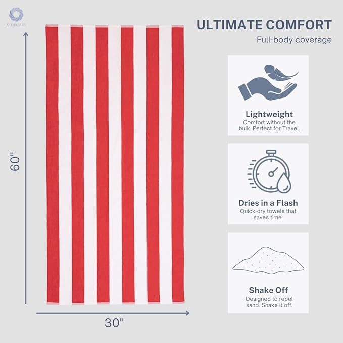 Cotton Turkish Beach Towel with Towels Oversized 30"x60" Pool Absorbent Extra Large Quick Dry Sand Travel Towel (Cabana Mix, 6 Pack)