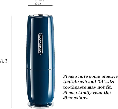 Luxury Blue Toothbrush Travel Case, Portable Travel Toothbrush & Toothpaste Holder Cover Organizer Container with Mouthwash Cup for School, Camping, Business Trip, Bathroom Storage