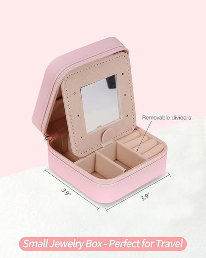 Personalized Jewelry Case for Women Girls - Fashion Mini Jewelry Boxes - Trendy Travel Jewelry Organizer with Initials Letter - Teen Gifts | Pink,Q