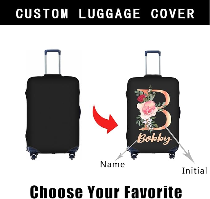 Custom Luggage Cover Personalized Luggage Cover Add Your Name Elastic Travel Suitcase Cover Washable Anti-Scratch Suitcase Protector Cover for Travel Business XL(Fit 29-32inch suitcase)
