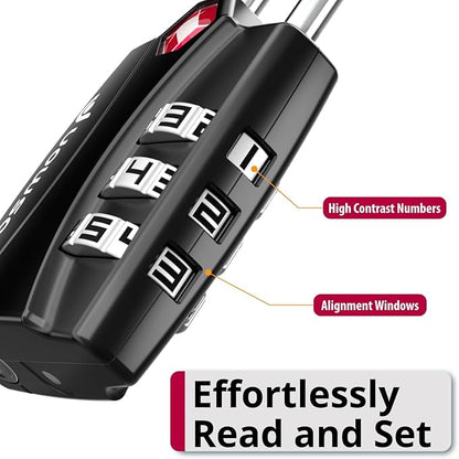 TSA Accepted Luggage Locks, Fosmon Open Alert Indicator 3 Digit Combination Padlock Codes for Travel Bag, Suit Case, Lockers, Gym, Bike Locks or Other (4 Pack)