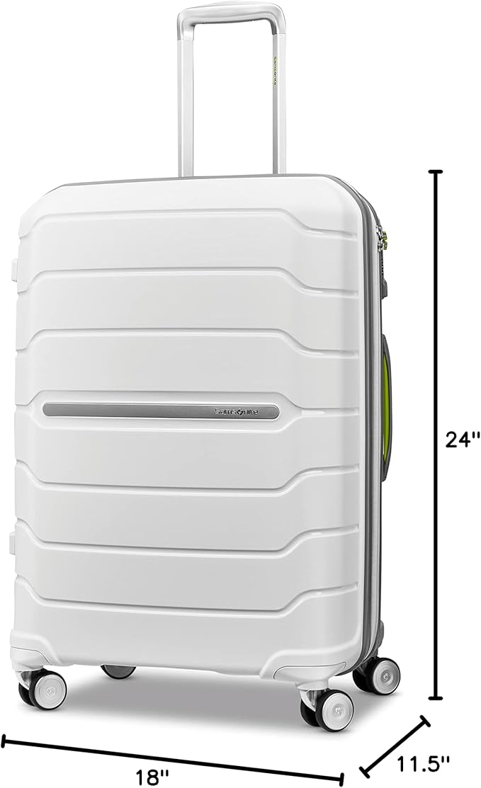 Samsonite Freeform Medium Luggage with Dual 360° Spinner Wheels - Checked Suitcase - TSA Lock, Airline-Approved - Lightweight Durable Polypropylene Expandable Hardshell - White/Grey