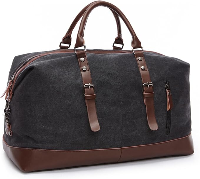 Canvas Duffle Bag, 35L leisure Stylish Canvas Travel Duffel Backpack Multifunctional Overnight Weekender Overnight Travel Bag for Men & Women (black)