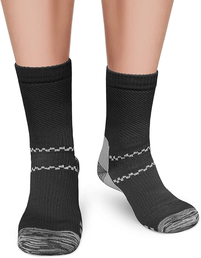 CHARMKING 6 Pairs Crew Compression Socks for Women & Men Circulation 15-20 mmHg is Best for All Day Wear Running Nurse