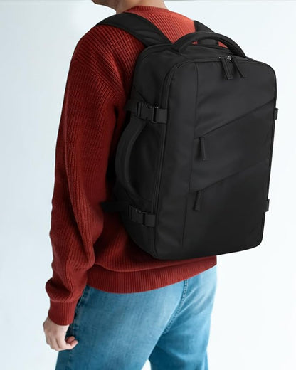 Capolo Travel Backpack for Women Men Waterproof Laptop Backpack Flight Approved Personal Item Backpack Overnight Weekender Bag College Bookbag for Business, Work, Traveling Fits 15.6 '' Laptop,Black