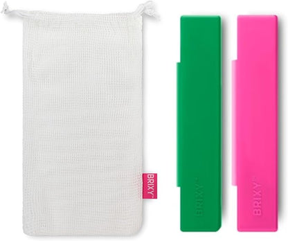 BRIXY Toothbrush Container, Silicone Travel Case, Portable Holder for Manual Toothbrushes, Bathroom, Camping, Vacation, Business Trip, Durable Silicone, Seals Magnetically, 2Pack