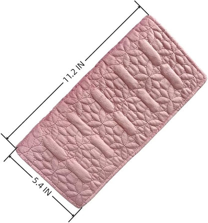 Portable Jewelry Organizers and Storage Travel Holder Necklace Roll - Pink Velvet Embroidery Foldable Case for 16 Necklaces & Chains