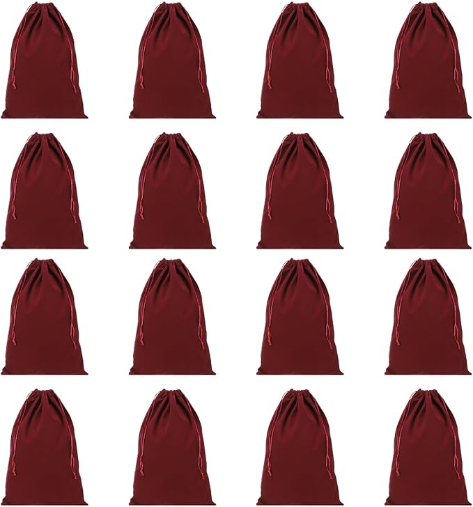 PATIKIL Shoe Dust Bag, 16 Pack Duster Flannel Shoes Pouch with Drawstring Washable Breathable Travel Shoe Bags for Home Luggage Storage, 12x17" Burgundy