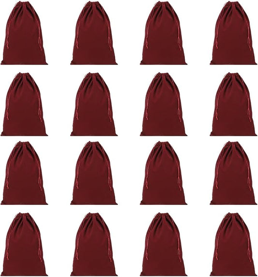 PATIKIL Shoe Dust Bag, 16 Pack Duster Flannel Shoes Pouch with Drawstring Washable Breathable Travel Shoe Bags for Home Luggage Storage, 12x17" Burgundy