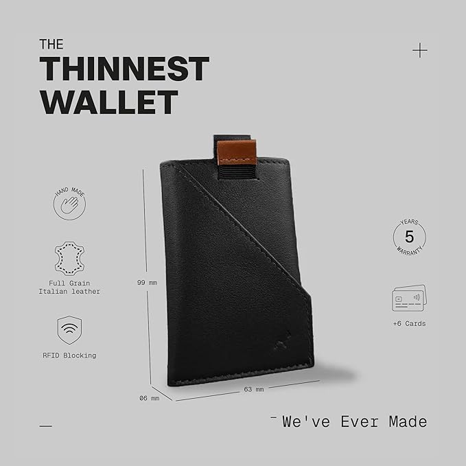 The Frenchie Co. - Speed Cardholder - Minimalist Front Pocket Wallet - Quick-Access Ultra-Slim RFID Blocking - Full-Grain Italian Leather, Holds up to 6 Cards