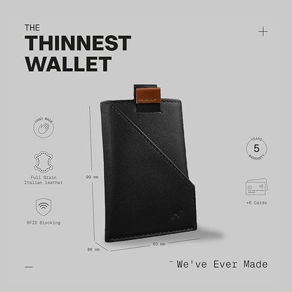 The Frenchie Co. - Speed Cardholder - Minimalist Front Pocket Wallet - Quick-Access Ultra-Slim RFID Blocking - Full-Grain Italian Leather, Holds up to 6 Cards