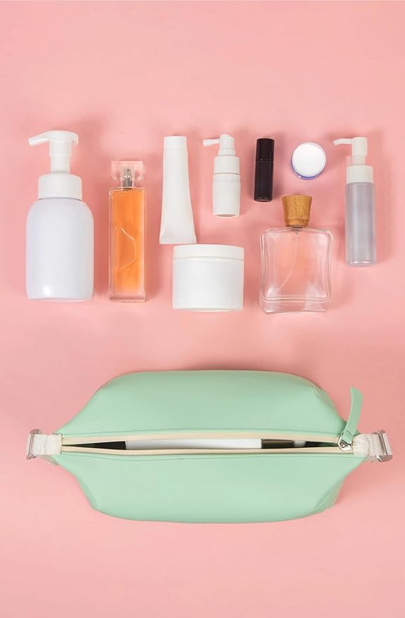 6"x 9.84" 4.5L Large Silicone Toiletry Bag,Waterproof Leakproof Foldable Travel Organizer,Dopp Kit Alternative for Men & Women,Turquoise Blue