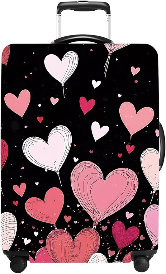 Luggage Cover Washable Suitcase Protector Anti-Scratch,Stretchable Fit for 20-34Inch Luggage Durable Travel Bag Cover with Zipper Closure (Heart-2, L(fits 28-30Inch suitcase))