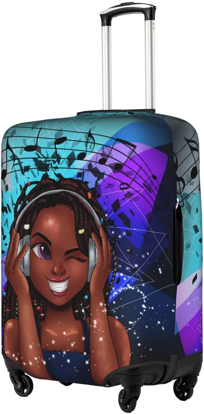 Luggage protector suitcase cover luggage cover for Suitcase Washable Suitcase Protector Anti-scratch Suitcase cover Large Black Girl Music