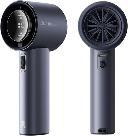 JISULIFE Portable Handheld Fan,Speed(1-100) Adjustable Turbo Mini and 3600mAh Battery Rechargeable Personal Fan,Digital Display,Gifts for Women Men Travel/Camping/Outdoor-Blue