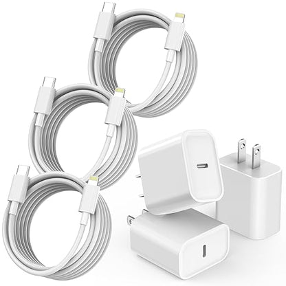10FT iPhone Charger, iPhone 14 Fast Charging Block, Long 10Feet Fast Apple Charger USB C to Lightning Cable & 3Pack Type C Wall Charger Block for iPhone 14/14 Pro Max/14 Plus/13/13 Mini/12/11/X/XR/SE