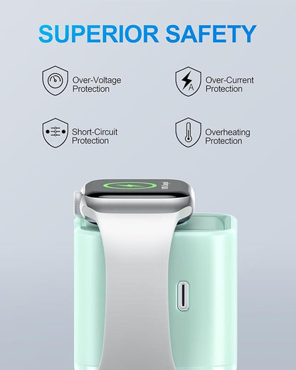 36W for Apple Charging Block with Built-in Watch Charger, Foldable PD Fast Charger Block for iPhone, Dual Ports Wall Charger Compatible with Apple Watch iPhone AirPods(Green)