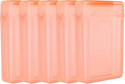 PATIKIL 6.5" x 4.5" Hard Drive Disk Case, 5Pcs Plastic Hard Disk Storage Box Portable Anti-Static Case for 3.5" External SSD HDD, Orange