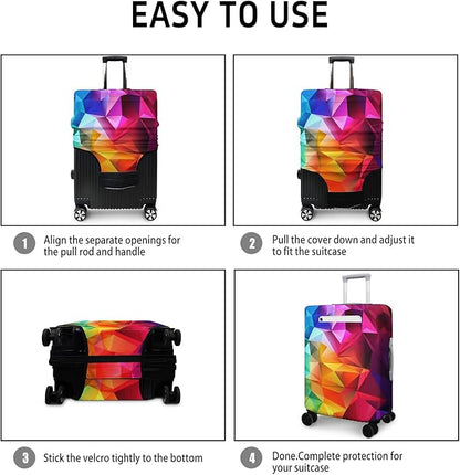 Geometry Travel Luggage Cover, Travel-Themed Suitcase Protector Stretchable, Washable Travel Suitcase Cover (M for 22-24 Inch Luggage)